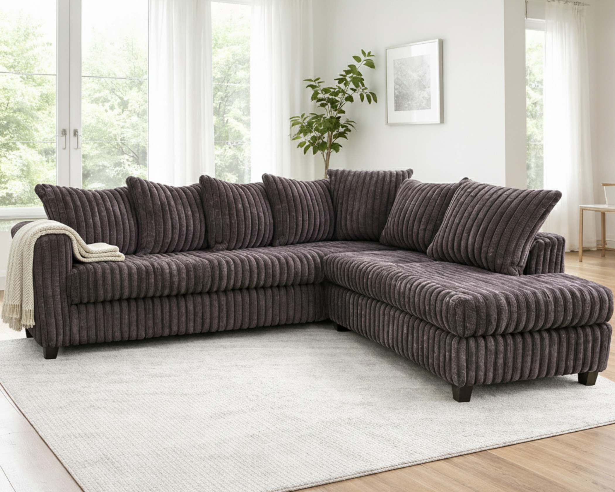 (image for) 300 Hugo Corduroy Sectional Grey