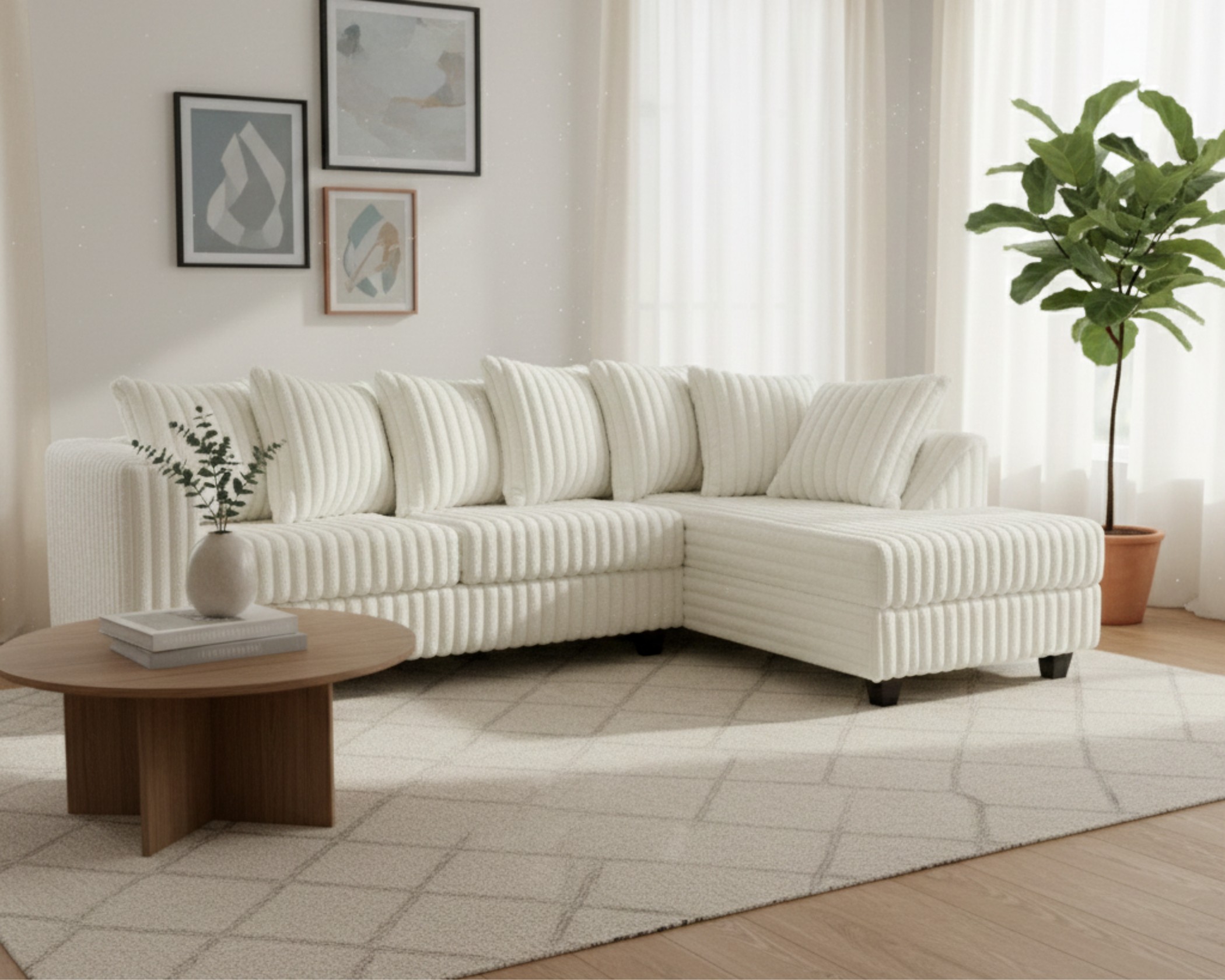 (image for) 300 Hugo Corduroy Sectional Ivory