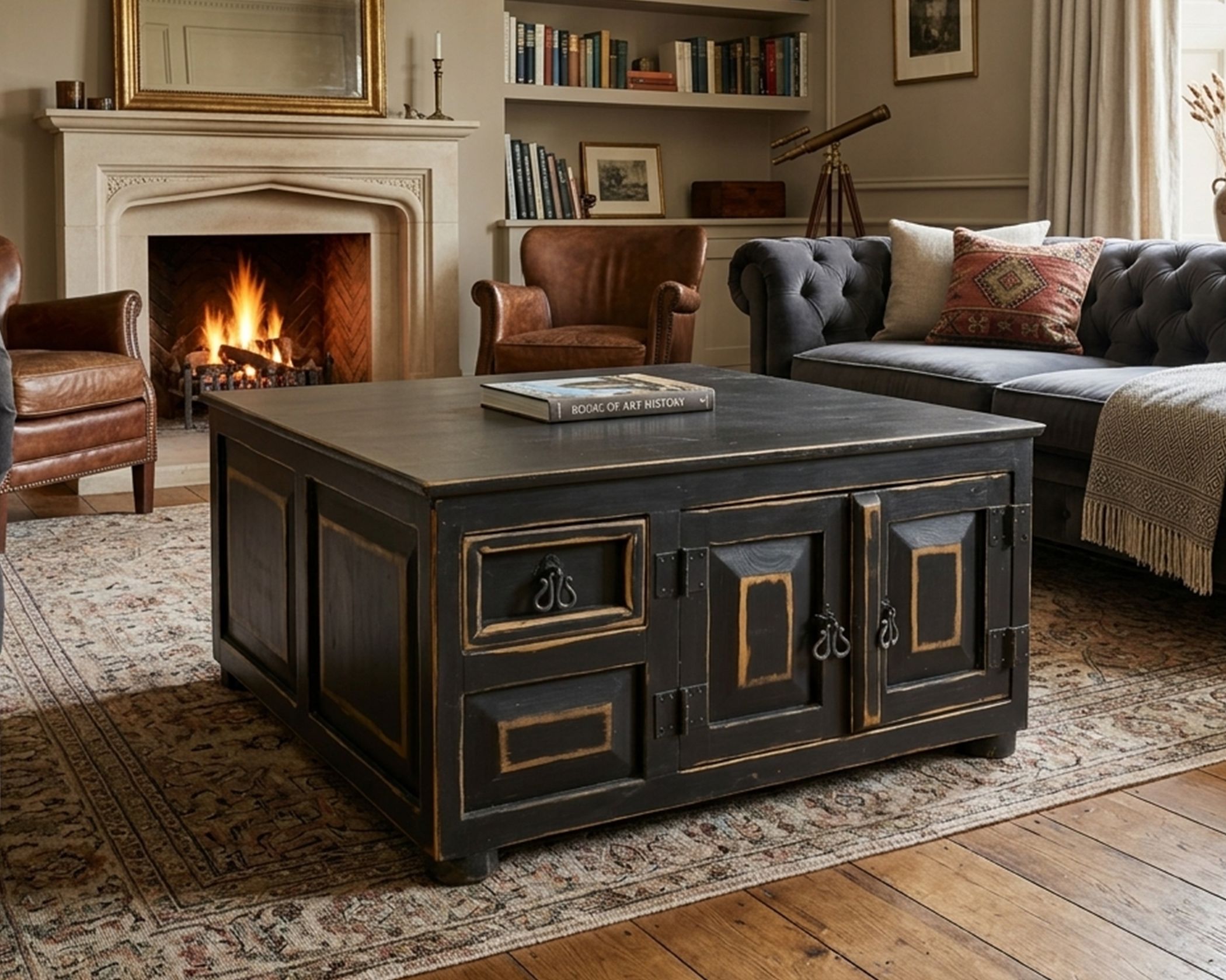 (image for) Coffee Table Black Distress (1 in Stock)