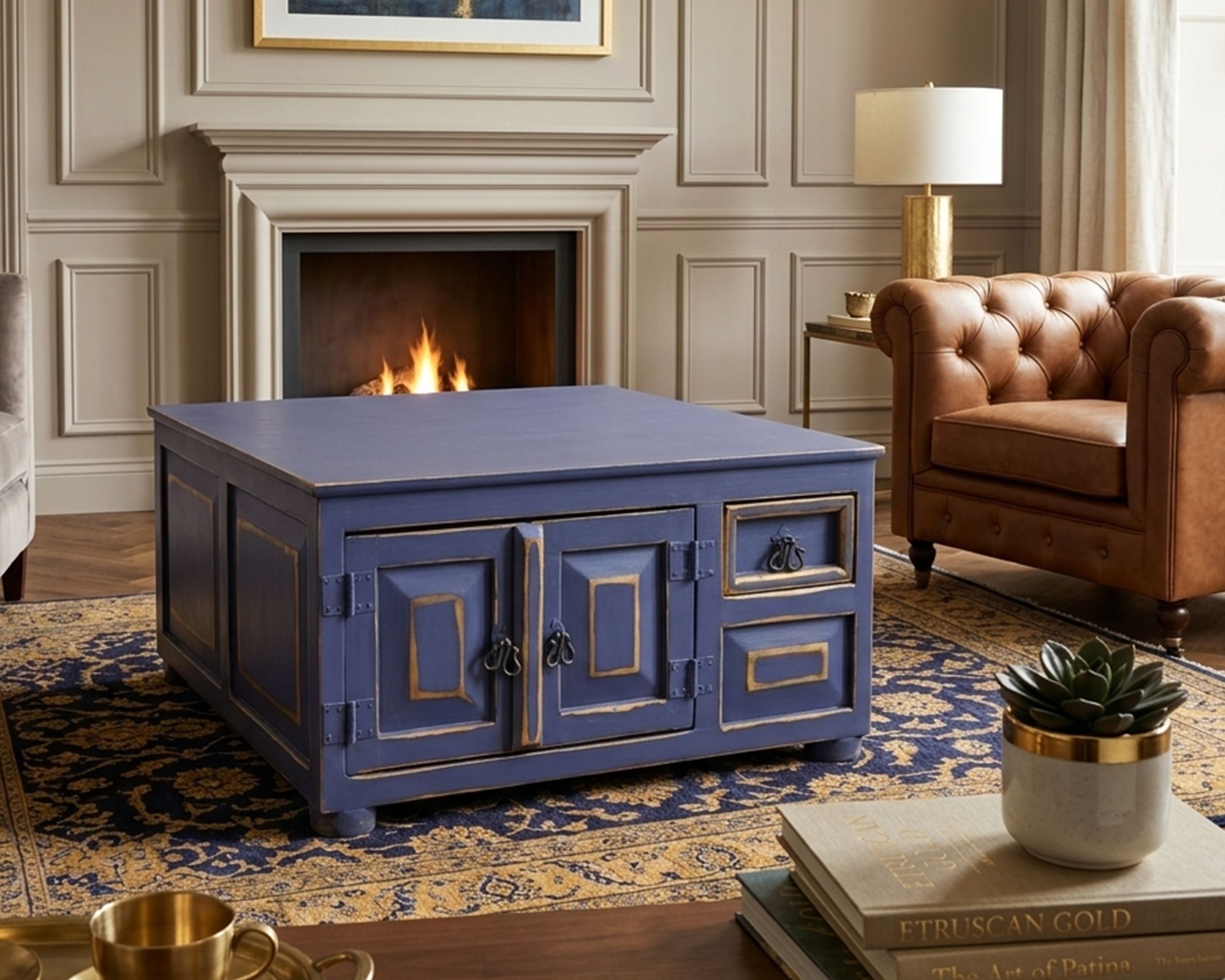 (image for) Coffee Table Blue Distress (1 in Stock)