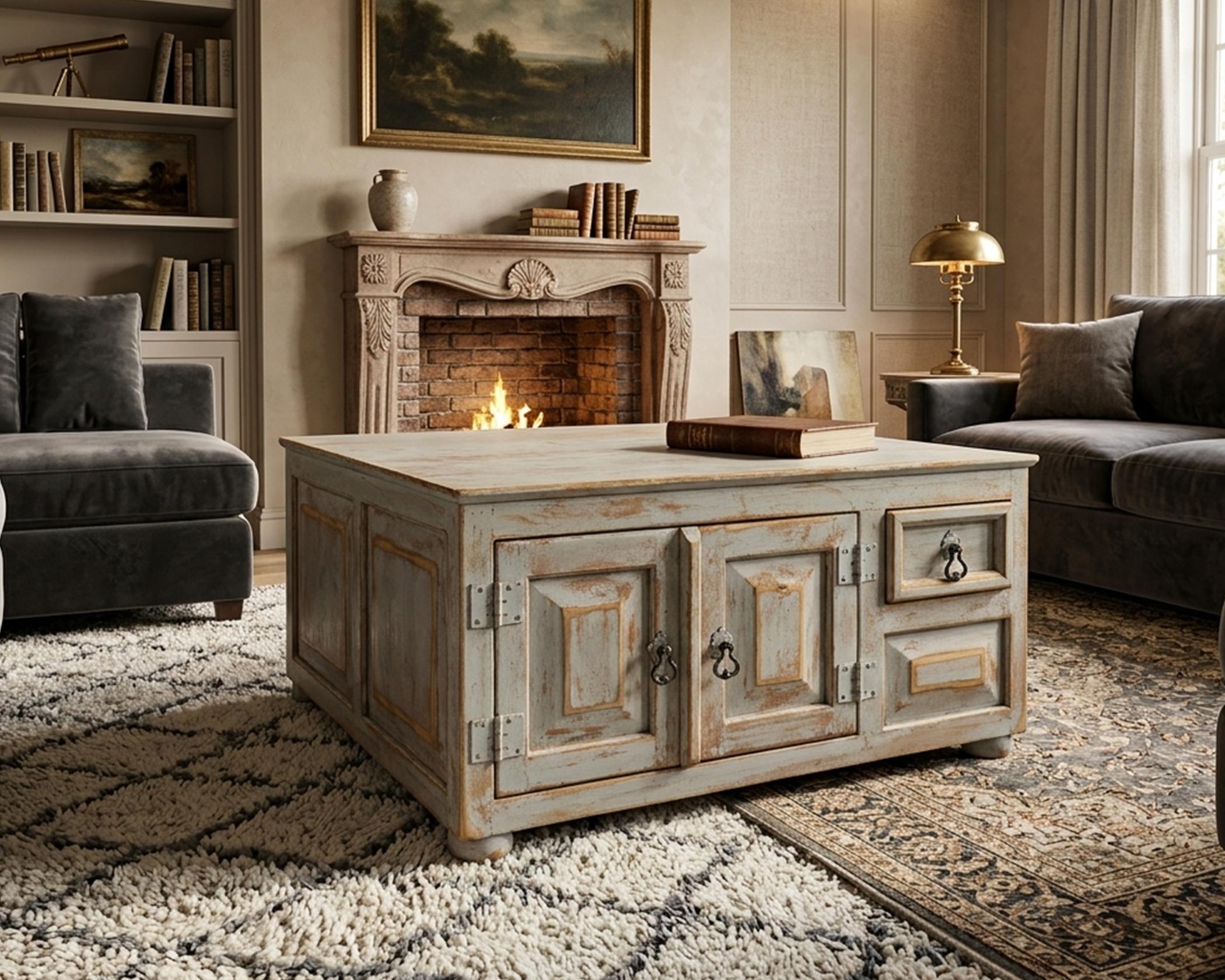 (image for) Coffee Table White Distress (1 in Stock)