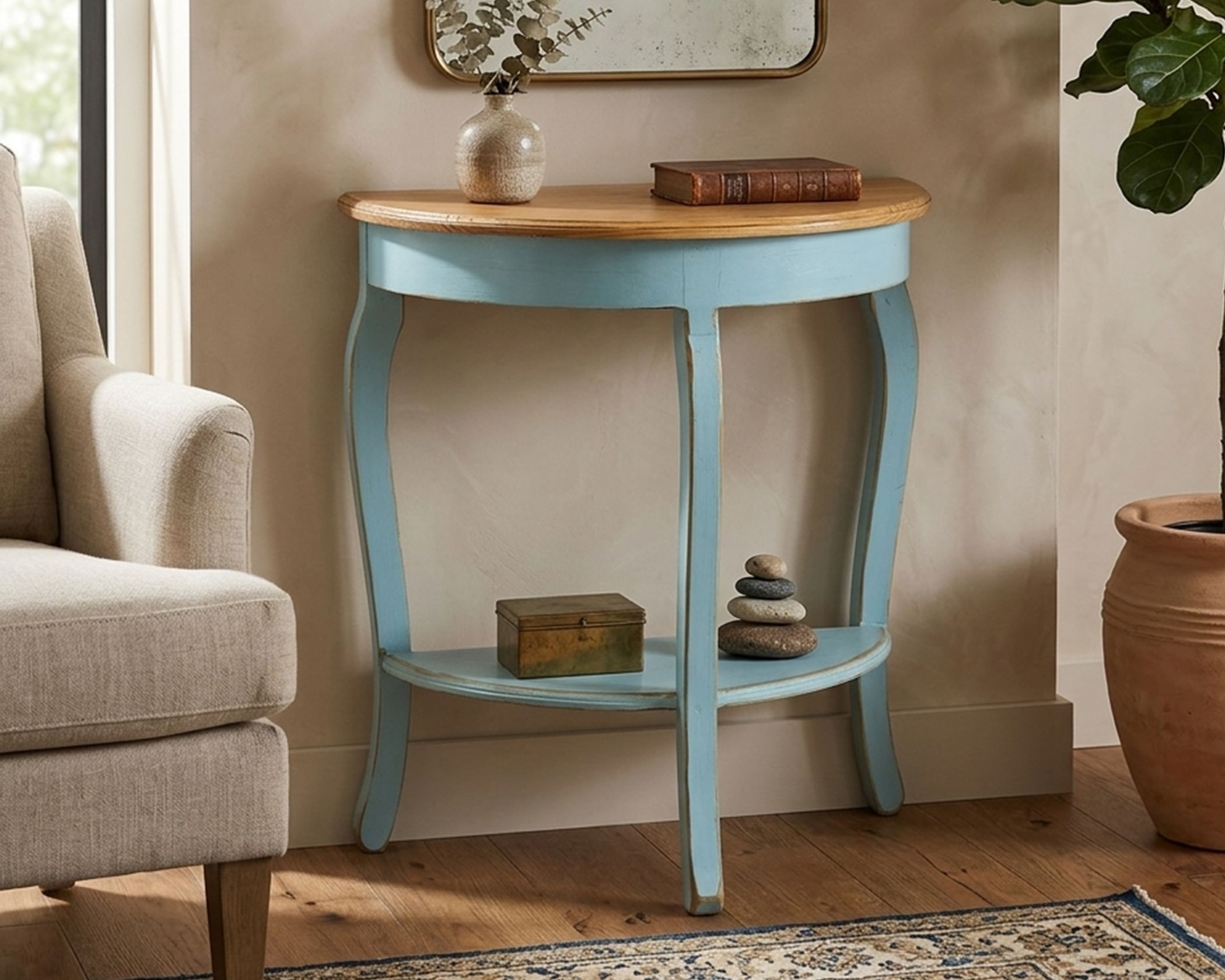 (image for) Half Moon Nogal Top Table (1 in Stock)