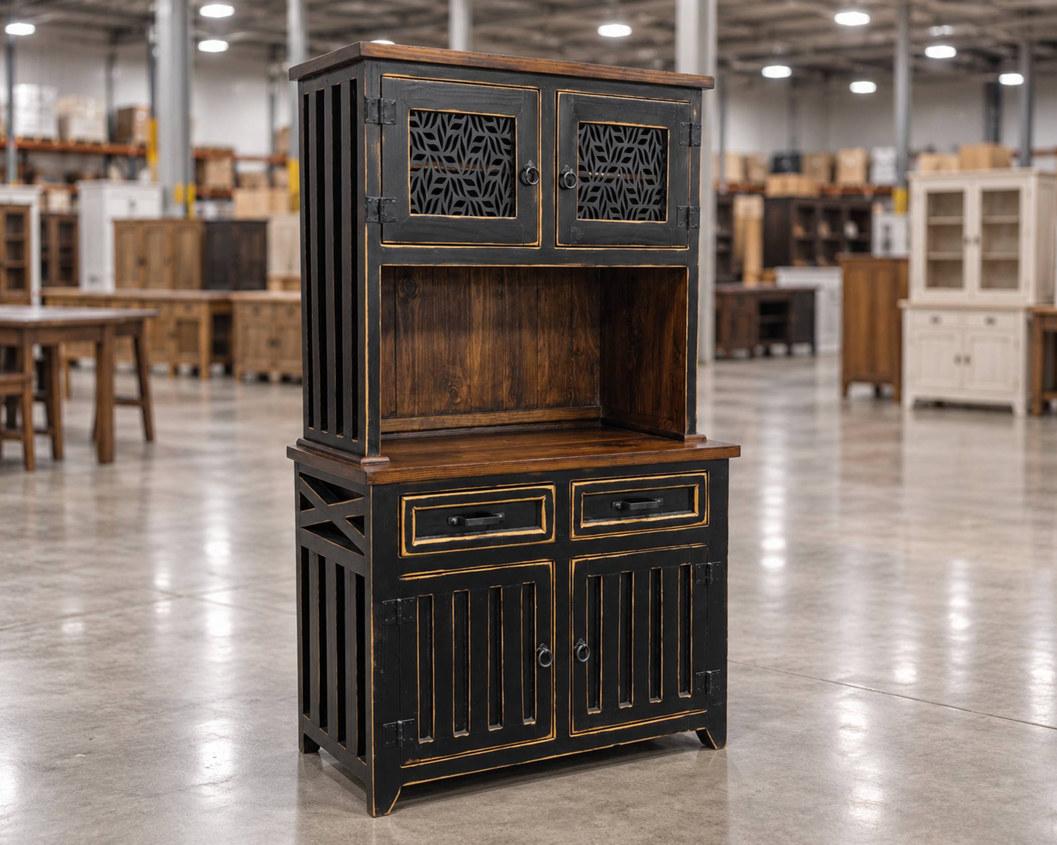 (image for) Las Cruces Laser Hutch Blk Walnut (1 in Stock)